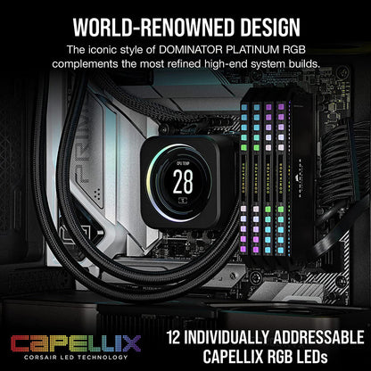 Corsair Dominator Platinum 32GB (2x16GB) DDR5 RAM 6200MHz CL36 RGB Gaming Desktop Memory