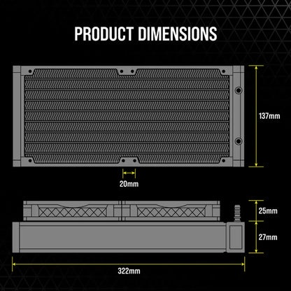 CORSAIR iCUE H115i ELITE CAPELLIX 280mm RGB AIO CPU Black Liquid Cooler