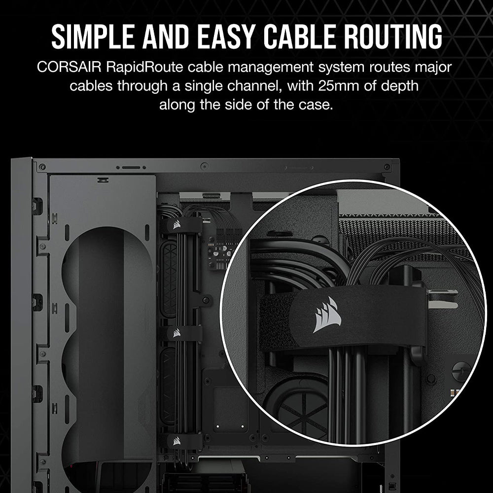 CORSAIR iCUE 5000X RGB Black ATX Mid-Tower Cabinet with three 120mm RGB fans
