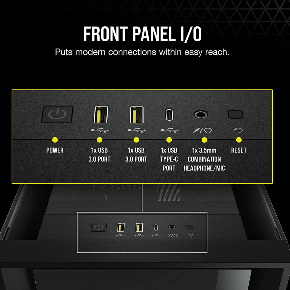 CORSAIR iCUE 5000X RGB Black ATX Mid-Tower Cabinet with three 120mm RGB fans