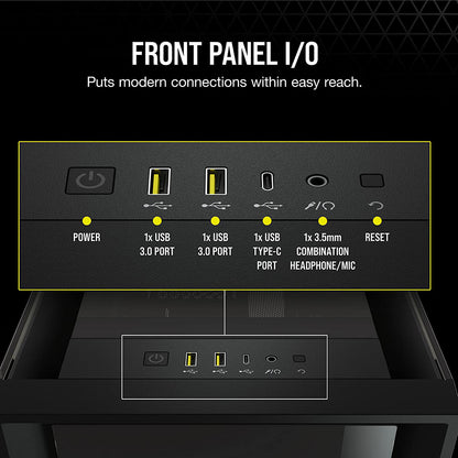 CORSAIR iCUE 5000X RGB Black ATX Mid-Tower Cabinet with three 120mm RGB fans