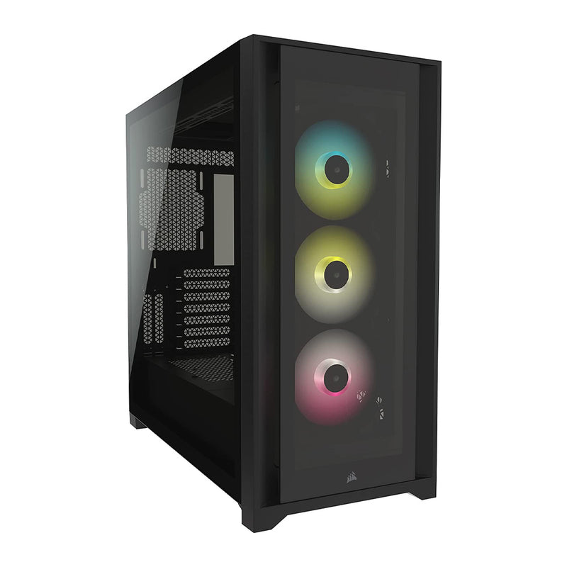 CORSAIR iCUE 5000X RGB Black ATX Mid-Tower Cabinet with three 120mm RGB fans