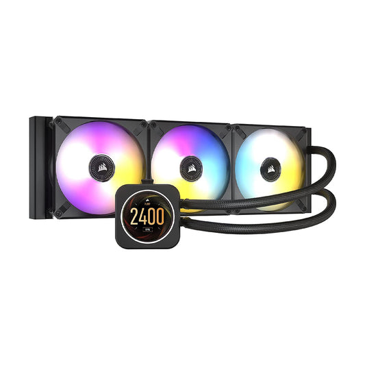 CORSAIR iCUE H150i ELITE LCD Display 360mm RGB AIO CPU Black Liquid Cooler with 2.1-inch LCD Screen