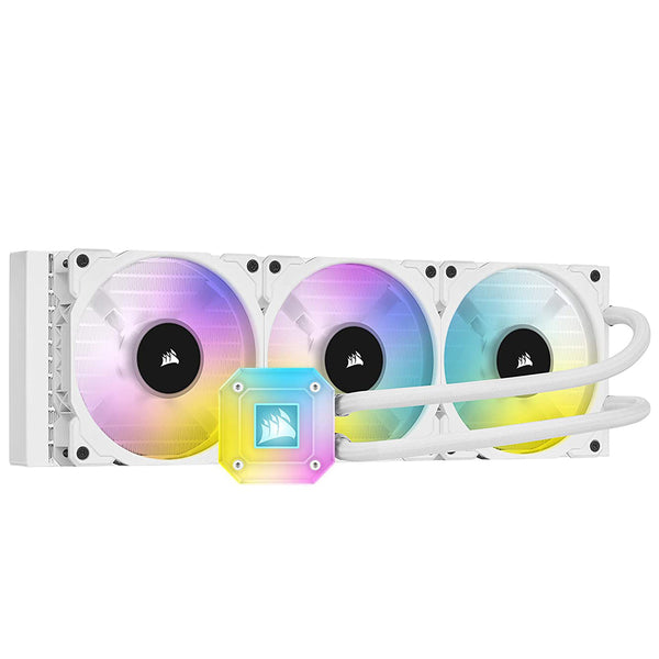 CORSAIR iCUE H150i ELITE CAPELLIX 360mm RGB AIO CPU Liquid Cooler with PWM Fans - White
