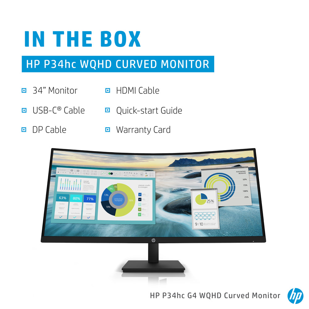 HP P34hc G4 34-inch WQHD Curved VA Monitor - tpstech.in