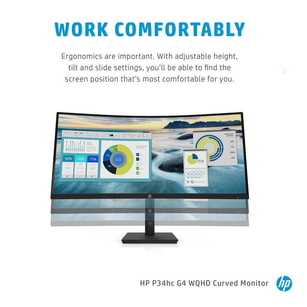 HP P34hc G4 34-inch WQHD Curved VA Monitor - tpstech.in