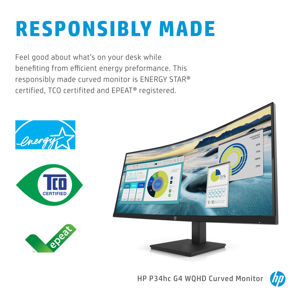 HP P34hc G4 34-inch WQHD Curved VA Monitor - tpstech.in