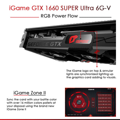 रंगीन iGame GeForce GTX 1660 सुपर अल्ट्रा 6G-V 6GB DDR6 गेमिंग ग्राफ़िक्स कार्ड 