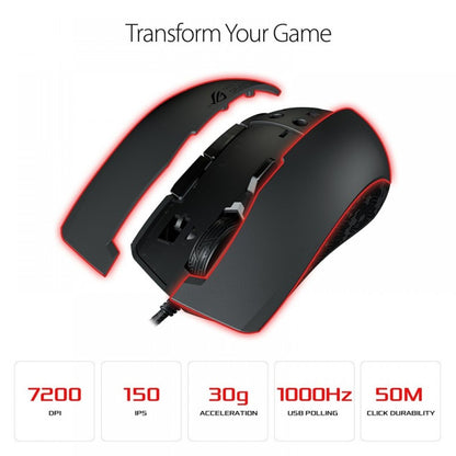 ASUS ROG Strix Evolve Optical Wired RGB Gaming Mouse with 7200 DPI and Changeble Cover