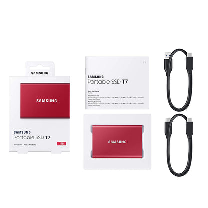 Samsung T7 1TB Portable USB 3.2 Gen 2 Type-C Red External SSD