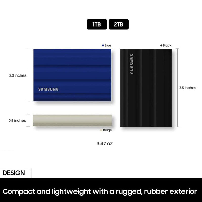 Samsung T7 Shield 2TB Portable USB 3.2 Gen 2 Type-C Blue External SSD