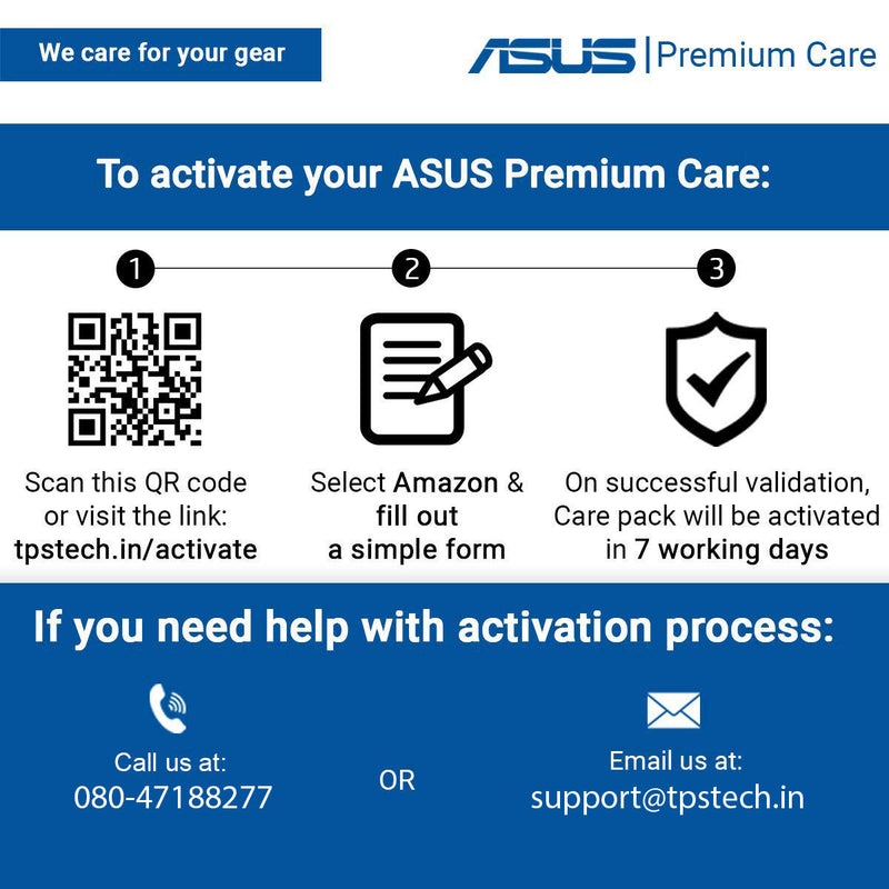 ASUS Premium Care 1 Year Extended Warranty & 2 Year Accidental Damage Protection Pack with Onsite Service for Chromebook Vivobook Zenbook Series Laptops