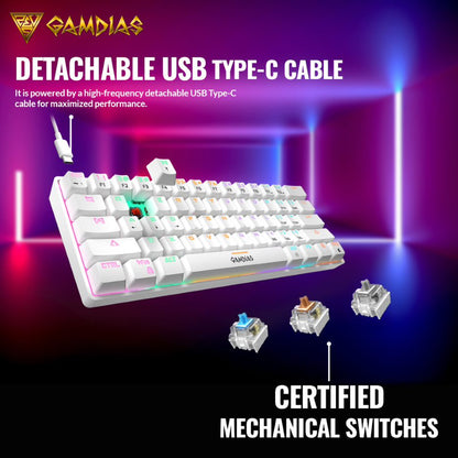 Gamdias Hermes E4 3-IN-1 RGB Mechanical White Gaming Keyboard, Mouse and Mousepad Combo