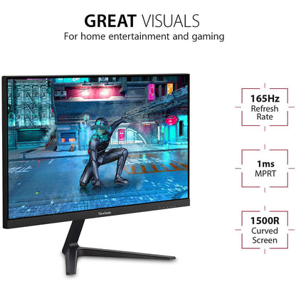 ViewSonic VX2418-P-MHD 24-inch FHD 165Hz 1MS VA Monitor with Adaptive Sync and Dual Speakers